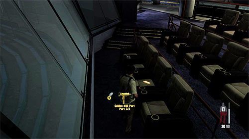 SEKRET 7 [Złota broń - Pistolet maszynowy M10 3/3]: Sekret odnajdziesz w sali trofeów, na jednym z foteli w loży VIP-ów - Ślady i złote bronie - Rozdział III | Sekrety w Max Payne 3 - Max Payne 3 - poradnik do gry