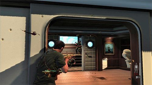 Podejdź do automatycznie podnoszących się drzwi, ustaw się przy nich i ostrzelaj wrogów, których być może wcześniej nie zdążyłeś zabić - Dotarcie do mostka kapitańskiego jachtu | Rozdział XI | Solucja Max Payne 3 - Max Payne 3 - poradnik do gry