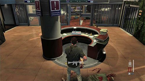 Zbadaj ciała wrogów w poszukiwaniu broni i amunicji (pamiętaj, że w wyniku przejażdżki na linie straciłeś główną broń), wejdź do budynku i trochę się rozejrzyj, odnajdując dwa opakowania środków przeciwbólowych - Eksploracja dolnego piętra ostatniego budynku | Rozdział XI | Max Payne 3 - Max Payne 3 - poradnik do gry