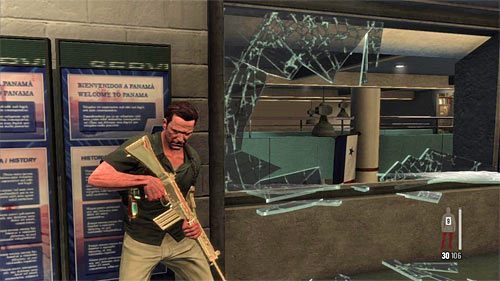 Zbadaj boczny korytarz w celu pozyskania środków przeciwbólowych i dopiero wtedy dokończ wspinaczkę na nowe piętro budynku - Eksploracja górnych pięter ostatniego budynku | Rozdział XI | Max Payne 3 - Max Payne 3 - poradnik do gry