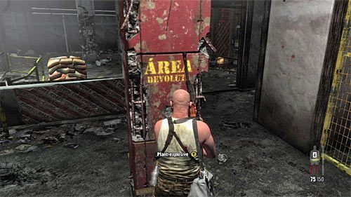 Podobnie jak wcześniej, musisz teraz założyć ładunki C4 na nowych czerwonych słupach - Podłożenie ładunków C4 na górnym piętrze | Rozdział XII | Solucja Max Payne 3 - Max Payne 3 - poradnik do gry