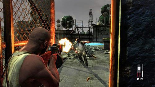Wznów przemarsz główną ścieżką, likwidując po drodze kolejnego bandytę (powyższy screen) - Ucieczka z hotelu | Rozdział XII | Solucja Max Payne 3 - Max Payne 3 - poradnik do gry