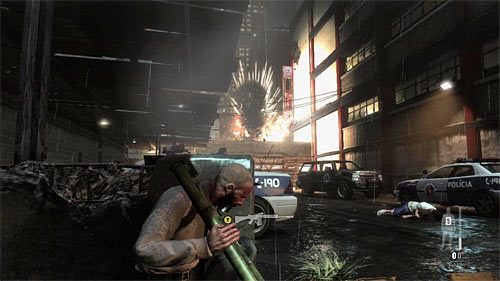 Zauważ, że za murkiem, za którym się znalazłeś pozostawiono wyrzutnię rakiet - Zniszczenie pojazdu opancerzonego | Rozdział XIII | Solucja Max Payne 3 - Max Payne 3 - poradnik do gry
