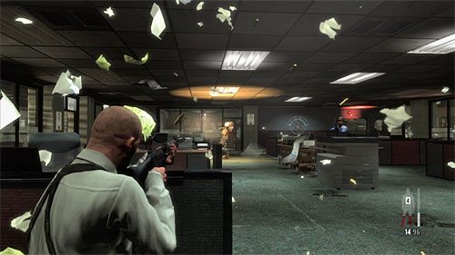 Kontynuuj ostrzał przeciwników z okolic miejsca startu - Bitwa w dużym pomieszczeniu biurowym | Rozdział XIII | Solucja Max Payne 3 - Max Payne 3 - poradnik do gry