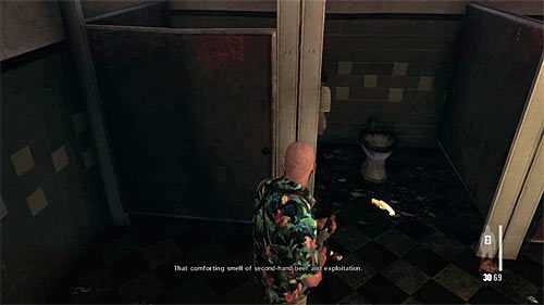 SEKRET 3 [Złota broń - Obrzyn 1/3]: Sekret odnajdziesz w środkowej kabinie toalety baru - Ślady i złote bronie - Rozdział VII | Sekrety w Max Payne 3 - Max Payne 3 - poradnik do gry