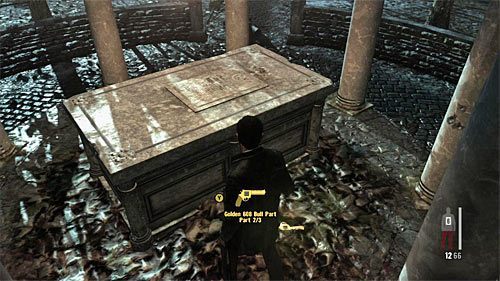 SEKRET 5 [Złota broń - Rewolwer 608 Bull 2/3]: Sekret odnajdziesz przy centralnym sarkofagu w owalnym obszarze, w którym broniło się Raula - Ślady i złote bronie - Rozdział VIII | Sekrety w Max Payne 3 - Max Payne 3 - poradnik do gry