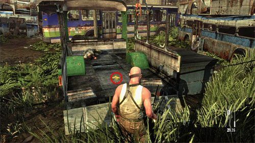 SEKRET 1 [Złota broń - Karabin FAL 1/3]: Sekret odnajdziesz wewnątrz wraku autobusu w startowej strefie - Ślady i złote bronie - Rozdział X | Sekrety w Max Payne 3 - Max Payne 3 - poradnik do gry