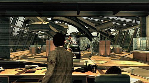 Bądź gotowy, bo od razu po zakończeniu cut-scenki odzyskasz częściową kontrolę nad Maxem - Dotarcie do biura Rodriga | Rozdział VI | Solucja Max Payne 3 - Max Payne 3 - poradnik do gry