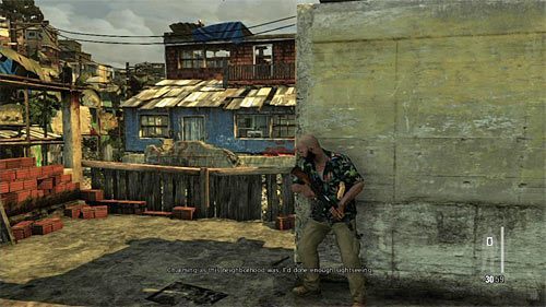 Zatrzymaj się po dotarciu na większy balkonik - Przeprawa przez pierwszy obszar zajmowany przez elitarnych wrogów | Rozdział VII - Max Payne 3 - poradnik do gry