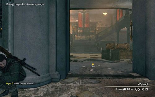 Gdy dotrzesz do miejsca docelowego [#4], nie wbiegaj do środka od razu - zostaniesz przywitany przez żołnierza oraz snajpera - Misja 4 - Opernplatz (2) | Opis przejścia Sniper Elite V2 - Sniper Elite V2 - poradnik do gry