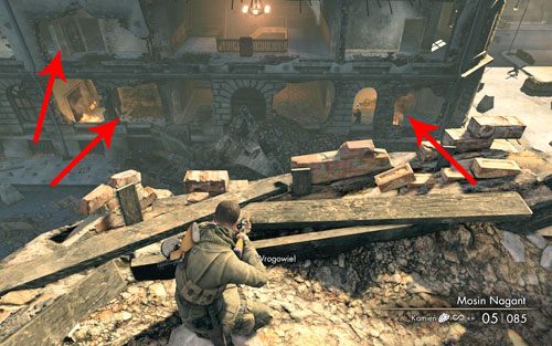 Następnie Schwaiger wbiegnie do budynku - w tym momencie przenieś się do kolejnego punktu obserwacyjnego [#6] - Misja 4 - Opernplatz (2) | Opis przejścia Sniper Elite V2 - Sniper Elite V2 - poradnik do gry