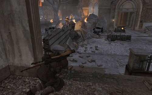 Jednym z trudniejszym fragmentów jest przedostanie się z budynku do kościoła - Misja 5 - Kościół św. Olibartusa (1) | Opis przejścia Sniper Elite V2 - Sniper Elite V2 - poradnik do gry