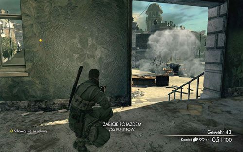 Kiedy oczyścisz teren udaj się do oznaczonego budynku, w którym musisz poszukać dokumentów [#5] - Misja 8 - Sztab Kreuzberg (2) | Opis przejścia Sniper Elite V2 - Sniper Elite V2 - poradnik do gry