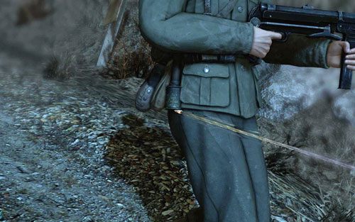 Skieruj się po ścieżce dalej - w oddali zauważysz patrol - DLC - Zamach na Fuhrera | Opis przejścia Sniper Elite V2 - Sniper Elite V2 - poradnik do gry