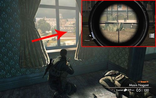 Kiedy zdobędziesz nowy karabin snajperski, wyjrzyj przez jedno z okien - w oddali zauważysz niewielki placyk pod kopułą [#3] - Misja 3 | Butelki i Sztaby złota w Sniper Elite V2 - Sniper Elite V2 - poradnik do gry