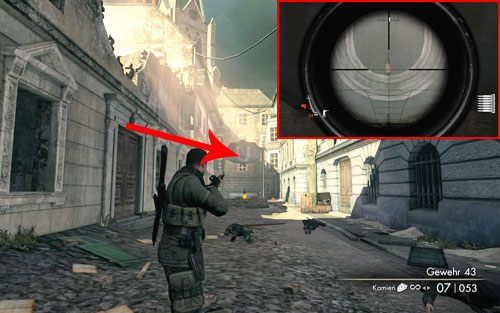 Na literze U prowadzącej do tunelu [#2], zaraz po zlikwidowaniu czterech żołnierzy, w tym jednego z karabinem maszynowym - Misja 8 | Butelki i Sztaby złota w Sniper Elite V2 - Sniper Elite V2 - poradnik do gry