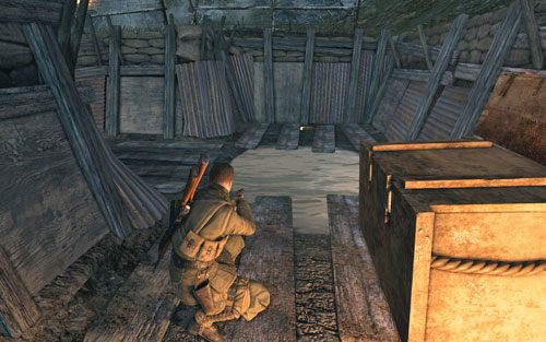 W okopach, w jednym ze ślepych zaułków [#7] - Misja 9 | Butelki i Sztaby złota w Sniper Elite V2 - Sniper Elite V2 - poradnik do gry