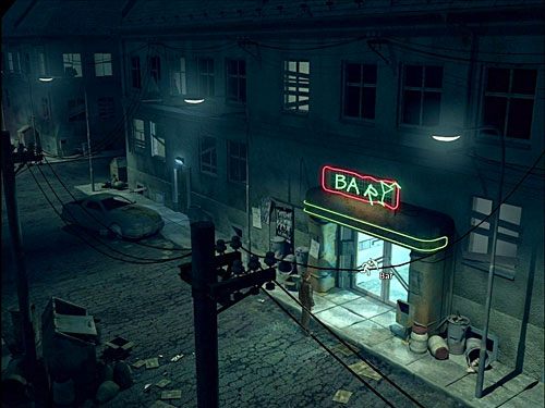 Po rozmowie z Andym opuść mieszkanie (drzwi po prawej) i udaj się do baru (podwójne drzwi poniżej wejścia do kamienicy Richarda) - Skontaktuj się z Ruchem Oporu (1) | Rozdział 1 | Alternativa - Alternativa - poradnik do gry