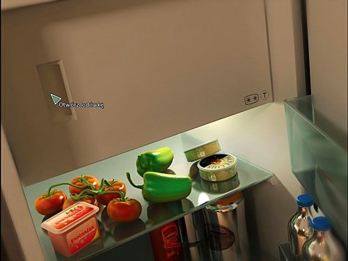 W zbliżeniu na otwartą lodówkę obadaj małe symbole w prawym dolnym rogu zamrażalnika, po czym odemknij go (wgłębienie po lewej) - Otwórz sejf Petrenki | Rozdział 2 | Alternativa - Alternativa - poradnik do gry