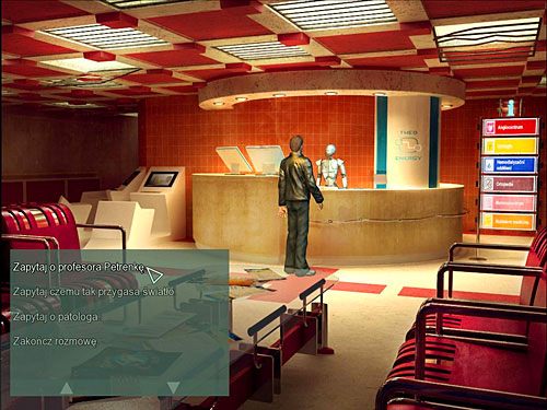 Wróć zatem do rejestracji i zapytaj androida o profesora Petrenkę - Zdobądź oko profesora | Rozdział 2 | Alternativa - Alternativa - poradnik do gry