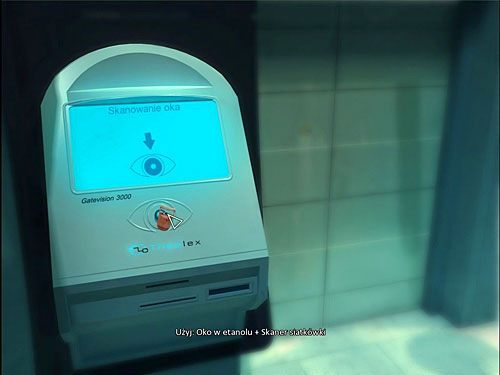 Drugą czynnością jest podsunięcie pod skaner tęczówki oka profesora przechowywanego w słoiku z etanolem - Wejdź na teren Theolexu (2) | Rozdział 3 | Alternativa - Alternativa - poradnik do gry