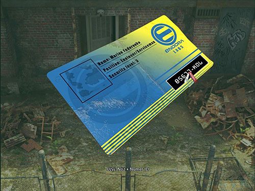 Przyjrzyj się jej w ekwipunku (PPM), a konkretnie zdjęciu faceta raczej niepodobnego do Richarda oraz numerowi ID w dole po prawej - Dostań się do laboratorium Endory | Rozdział 4 | Alternativa - Alternativa - poradnik do gry