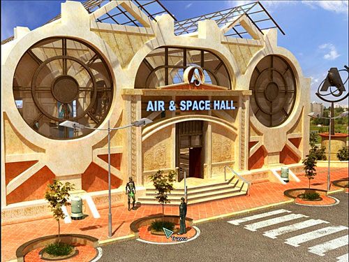 Wyjdź ze zbliżenia na robota i podejdź do rabatki z drzewkiem (drugiej od lewej) - Dostań się do biurowca lotniska | Rozdział 5 | Alternativa - Alternativa - poradnik do gry