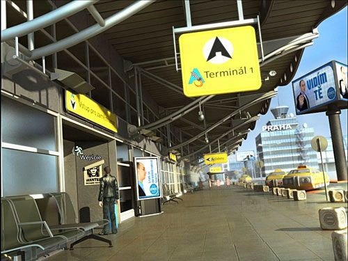 Znalazłszy się po rozmowie z dziewczyną przed znajomym budynkiem biurowca, skieruj się na lotnisko (w prawo) - Zdobądź karty pracowników lotniska (1) | Rozdział 5 | Alternativa - Alternativa - poradnik do gry