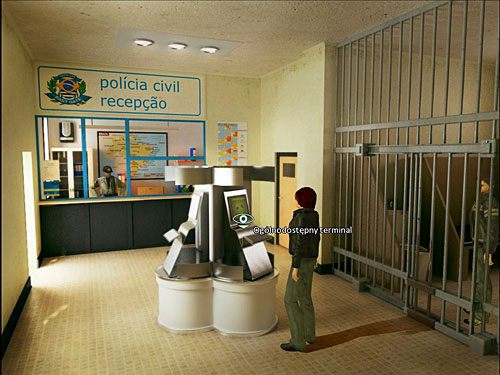 Dostawszy kluczyki do zaparkowanej przy komisariacie taksówki, wejdź do budynku - Uwolnij Richarda z aresztu (opcja druga) | Rozdział 6 | Alternativa - Alternativa - poradnik do gry