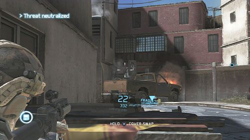 Po dojściu do końca budynku spoglądamy w lewo i ściągamy przeciwnika obsługującego działko - Misja 1 Nimble Guardian (2) | Opis przejścia Ghost Recon - Future Soldier - Tom Clancys Ghost Recon: Future Soldier - poradnik do gry