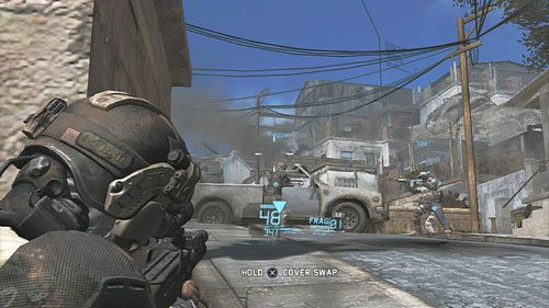 Posuwając się naprzód wpadniemy na grupkę przeciwników - Misja 1 Nimble Guardian (2) | Opis przejścia Ghost Recon - Future Soldier - Tom Clancys Ghost Recon: Future Soldier - poradnik do gry