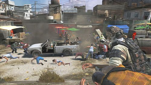 Pierwszych wrogów napotkamy tuż po wyjściu z budynku - Misja 1 Nimble Guardian (3) | Opis przejścia Ghost Recon - Future Soldier - Tom Clancys Ghost Recon: Future Soldier - poradnik do gry