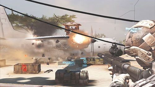 Podchodząc pod samolot zobaczymy, że startuje - Misja 2 Subtle Arrow (3) | Opis przejścia Ghost Recon - Future Soldier - Tom Clancys Ghost Recon: Future Soldier - poradnik do gry