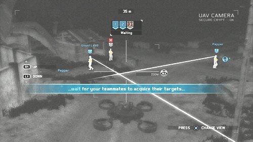 Zaraz po przerywniku wypuszczamy drona i markujemy trzy cele przed nami - Misja 3 Noble Tempest (1) | Opis przejścia Ghost Recon - Future Soldier - Tom Clancys Ghost Recon: Future Soldier - poradnik do gry