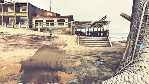 Mając dane zebrane przez agenta, ponownie przemykamy pod latającym śmigłowcem kierując się na plażę - Misja 3 Noble Tempest (3) | Opis przejścia Ghost Recon - Future Soldier - Tom Clancys Ghost Recon: Future Soldier - poradnik do gry