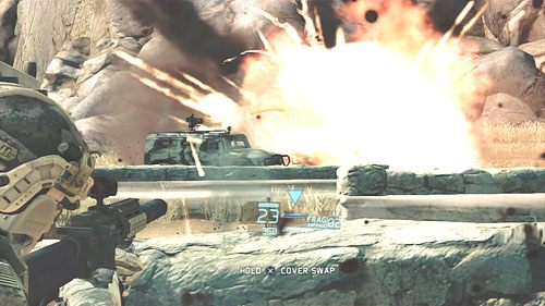 W miejsce zaraz obok ostatniej ciężarówki przyjedzie pojazd uzbrojony w działko - Misja 4 Tiger Dust (2) | Opis przejścia Ghost Recon - Future Soldier - Tom Clancys Ghost Recon: Future Soldier - poradnik do gry