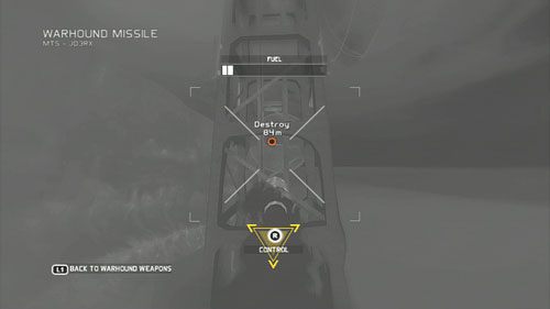 Przełączamy się w tryb kierowania robotem, odpalamy rakietę sterowaną ręcznie i kierujemy ją tak by trafiła w oznaczony cel - Misja 5 Silent Talon (1) | Opis przejścia Ghost Recon - Future Soldier - Tom Clancys Ghost Recon: Future Soldier - poradnik do gry