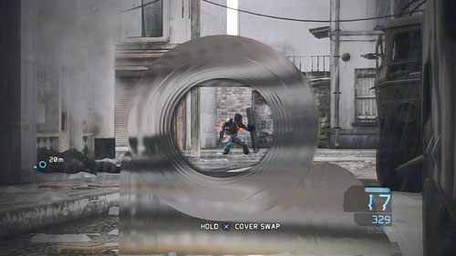 Prowadząc starcie należy uważać na przeciwników pojawiających się na balkonie oraz kilku żołnierzy wyposażonych w kuloodporne tarcze, pozbywamy się ich współpracując z kompanami (oznaczamy ich, jako cele priorytetowe) - Misja 7 Ember Hunt (2) | Opis przejścia Ghost Recon - Future Soldier - Tom Clancys Ghost Recon: Future Soldier - poradnik do gry