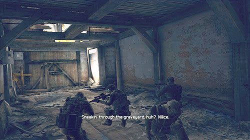 Kierując się do kolejnych punktów nawigacyjnych przejdziemy przez drzwi i obejrzymy krótki przerywnik - Misja 9 Valiant Hammer (2) | Opis przejścia Ghost Recon - Future Soldier - Tom Clancys Ghost Recon: Future Soldier - poradnik do gry