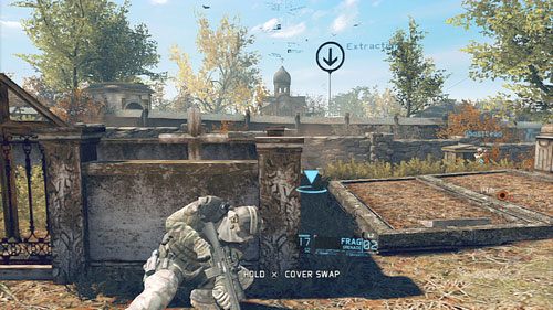 Przemierzając dalej cmentarz wpadniemy na trzech snajperów - Misja 9 Valiant Hammer (3) | Opis przejścia Ghost Recon - Future Soldier - Tom Clancys Ghost Recon: Future Soldier - poradnik do gry