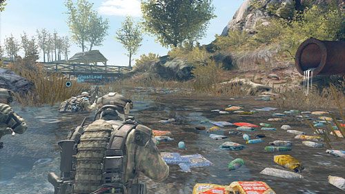 Po zabiciu przeciwników opuszczamy teren starcia przez dziurę w płocie i maszerujemy rzeką - Misja 9 Valiant Hammer (3) | Opis przejścia Ghost Recon - Future Soldier - Tom Clancys Ghost Recon: Future Soldier - poradnik do gry