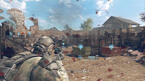 Pierwszym etapem starcia jest obrona w pobliżu zniszczonej chaty - Misja 9 Valiant Hammer (3) | Opis przejścia Ghost Recon - Future Soldier - Tom Clancys Ghost Recon: Future Soldier - poradnik do gry