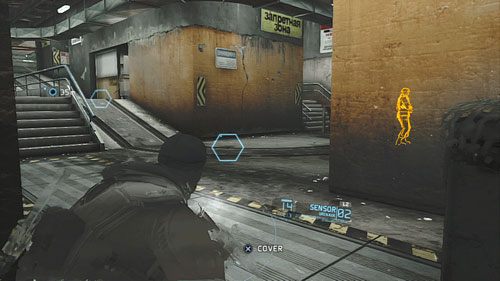 Przechodzimy dalej ciemnym korytarzem po lewej i eliminujemy żołnierza stojącego przed schodami - Misja 10 Gallant Thief (2) | Opis przejścia Ghost Recon - Future Soldier - Tom Clancys Ghost Recon: Future Soldier - poradnik do gry