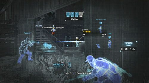 Podchodzimy pod wejście do stodoły i oznaczamy czterech przeciwników - Misja 12 Shattered Mountain (1) | Opis przejścia Ghost Recon - Future Soldier - Tom Clancys Ghost Recon: Future Soldier - poradnik do gry