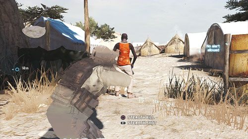 Podążając za Macaba wpadniemy na stojącego do nas tyłem żołnierza, gdy tylko nasz VIP się lekko oddali ściągamy przeciwnika - Misja 2 Subtle Arrow (2) | Wyzwania w Ghost Recon - Future Soldier - Tom Clancys Ghost Recon: Future Soldier - poradnik do gry