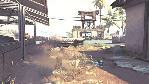 Wyzwanie to rozpoczyna się pod koniec misji, gdy po dłuższym przemarszu ruinami budynków wpadniemy na wieżyczkę ze strażnikiem w pobliżu plaży - Misja 3 Noble Tempest (2) | Wyzwania w Ghost Recon - Future Soldier - Tom Clancys Ghost Recon: Future Soldier - poradnik do gry