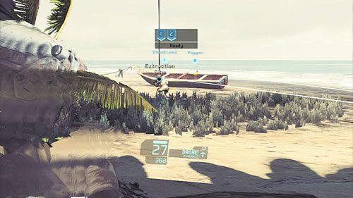 Nasz punkt ewakuacyjny broniony jest przez trójkę najemników, których pozbywamy się synchronicznym strzałem - Misja 3 Noble Tempest (2) | Wyzwania w Ghost Recon - Future Soldier - Tom Clancys Ghost Recon: Future Soldier - poradnik do gry