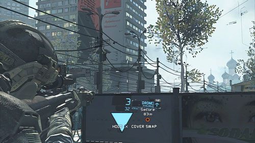 W trzeciej fazie starcia walcząc z przeciwnikami uważamy na snajpera na dachu odległego budynku po lewej oraz w oknie budynku po prawej - Misja 11 Invisible Bear | Wyzwania w Ghost Recon - Future Soldier - Tom Clancys Ghost Recon: Future Soldier - poradnik do gry