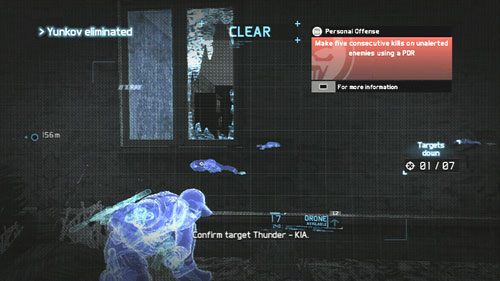 Najłatwiej jest wykonać to zadanie na początku misji, więc przy wyborze broni wybieramy jeden z wymienionych PDR koniecznie z tłumikiem - Misja 12 Shattered Mountain (1) | Wyzwania w Ghost Recon - Future Soldier - Tom Clancys Ghost Recon: Future Soldier - poradnik do gry