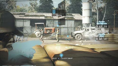 Przechodzimy pod murem w lewo i przez niewielką furtkę wchodzimy na chroniony teren - Misja 12 Shattered Mountain (2) | Wyzwania w Ghost Recon - Future Soldier - Tom Clancys Ghost Recon: Future Soldier - poradnik do gry